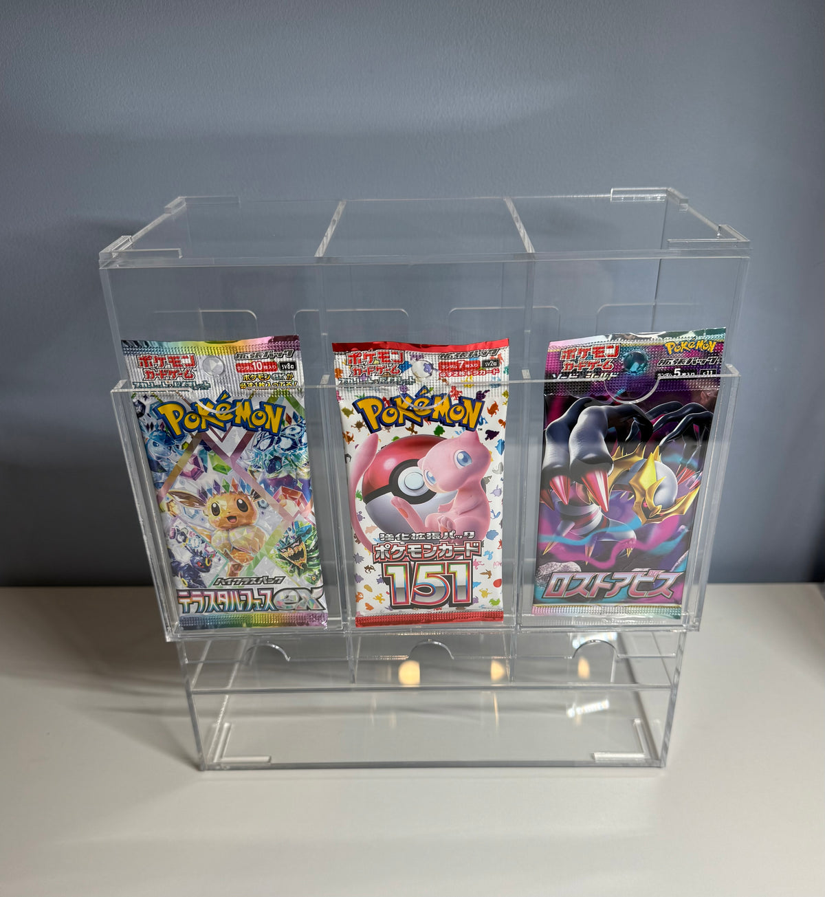 Acrylic 3-Slot Booster Pack Dispenser Display Stand – Pokémon & TCG
