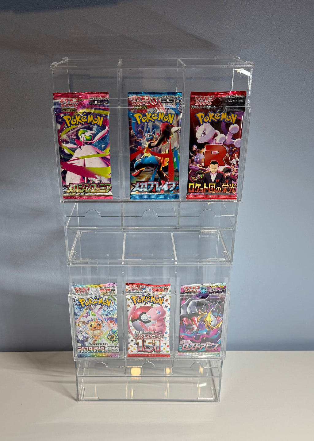 Acrylic 3-Slot Booster Pack Dispenser Display Stand – Pokémon & TCG