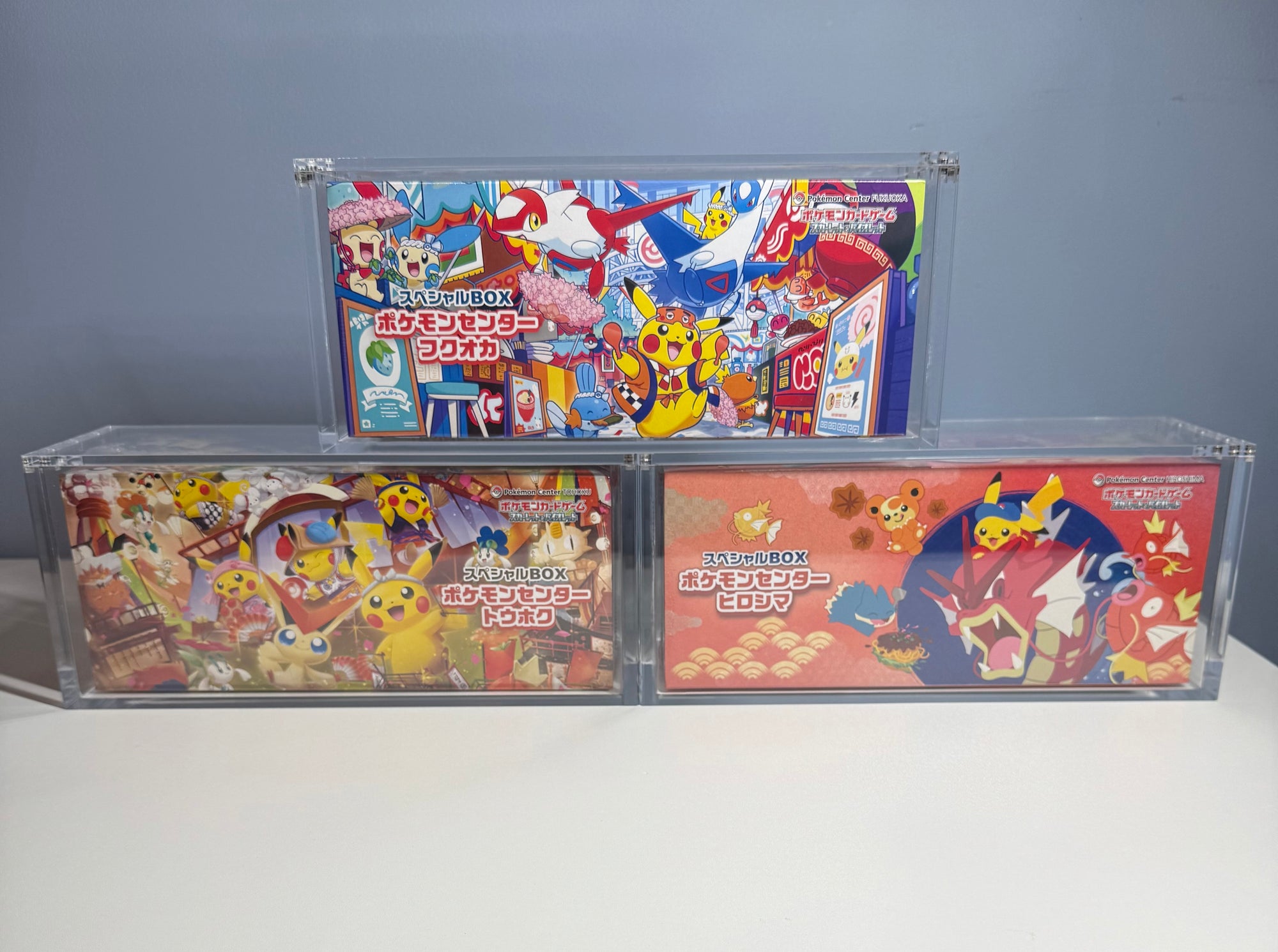 PRE ORDER - 3x Acrylic Case For Pokémon Center Tohoku/Hiroshima/Fukuoka Japanese Special Box