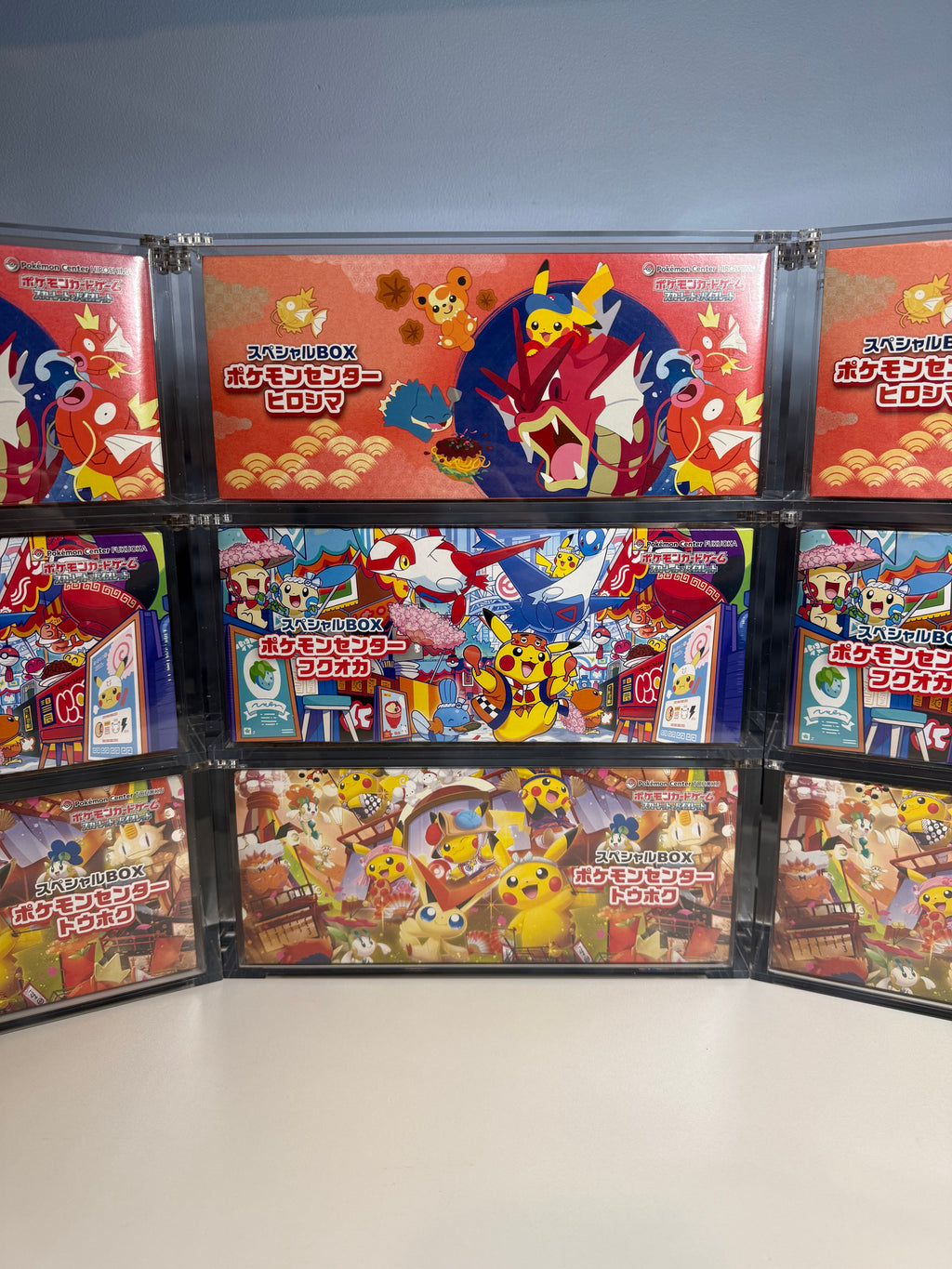 3x Acrylic Case For Pokémon Center Tohoku/Hiroshima/Fukuoka Japanese Special Box