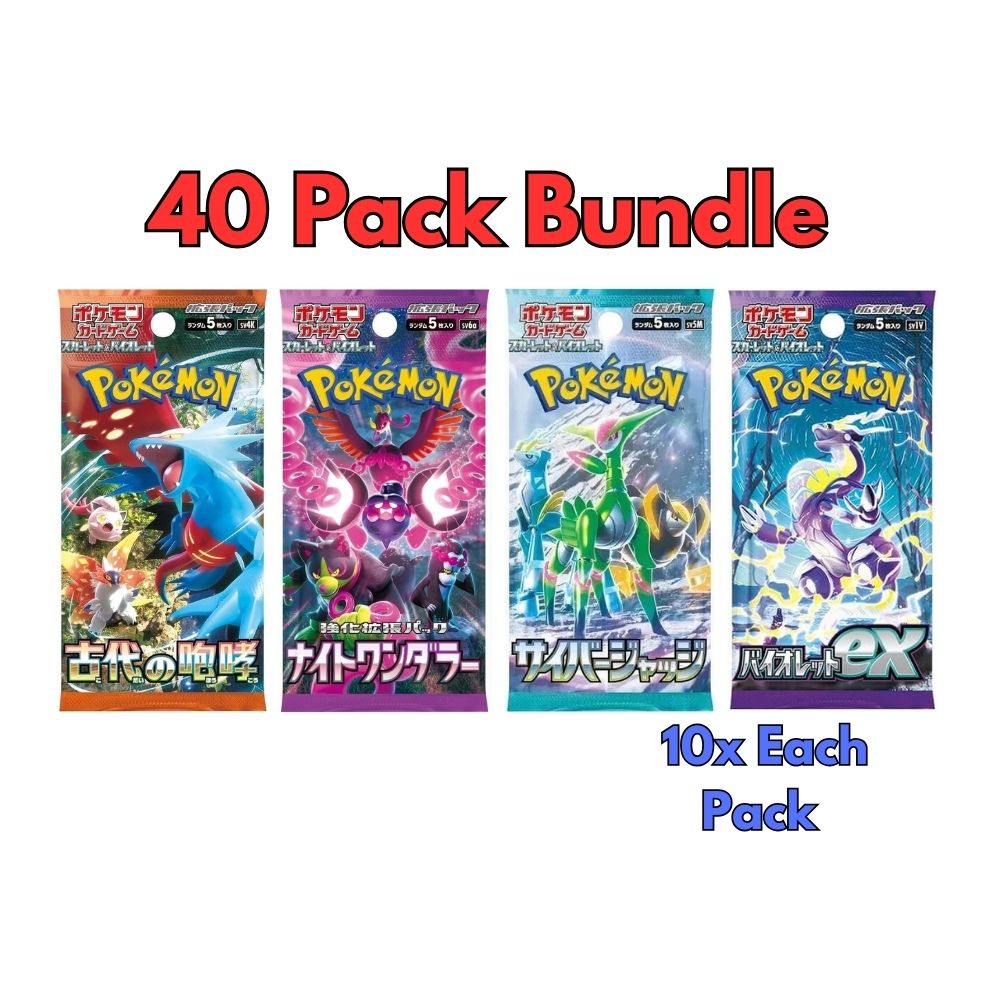 40 Pack Japanese Pokémon Booster Bundle – 10x Each: Ancient Roar, Night Wanderer, Cyber Judge, Violet EX