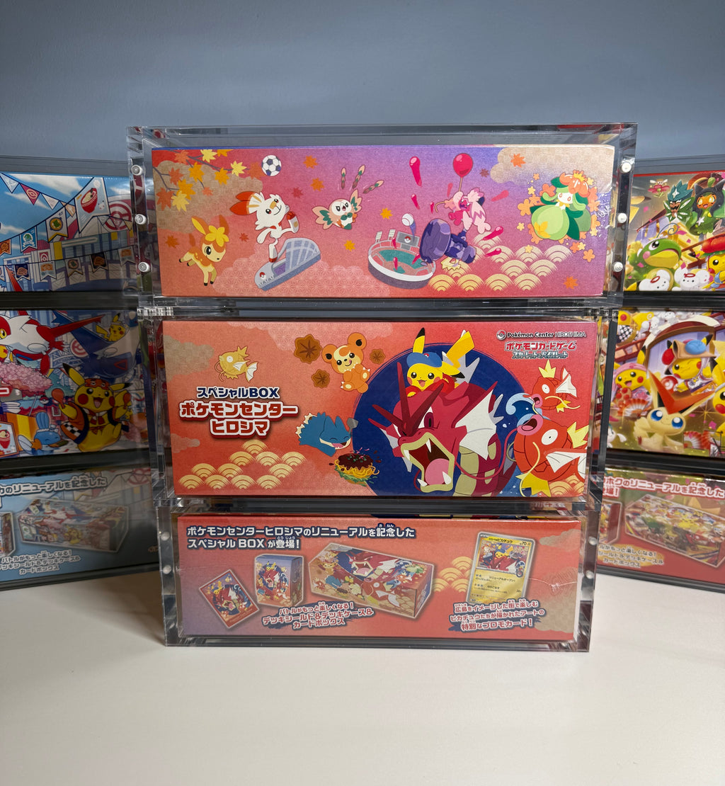 3x Acrylic Case For Pokémon Center Tohoku/Hiroshima/Fukuoka Japanese Special Box