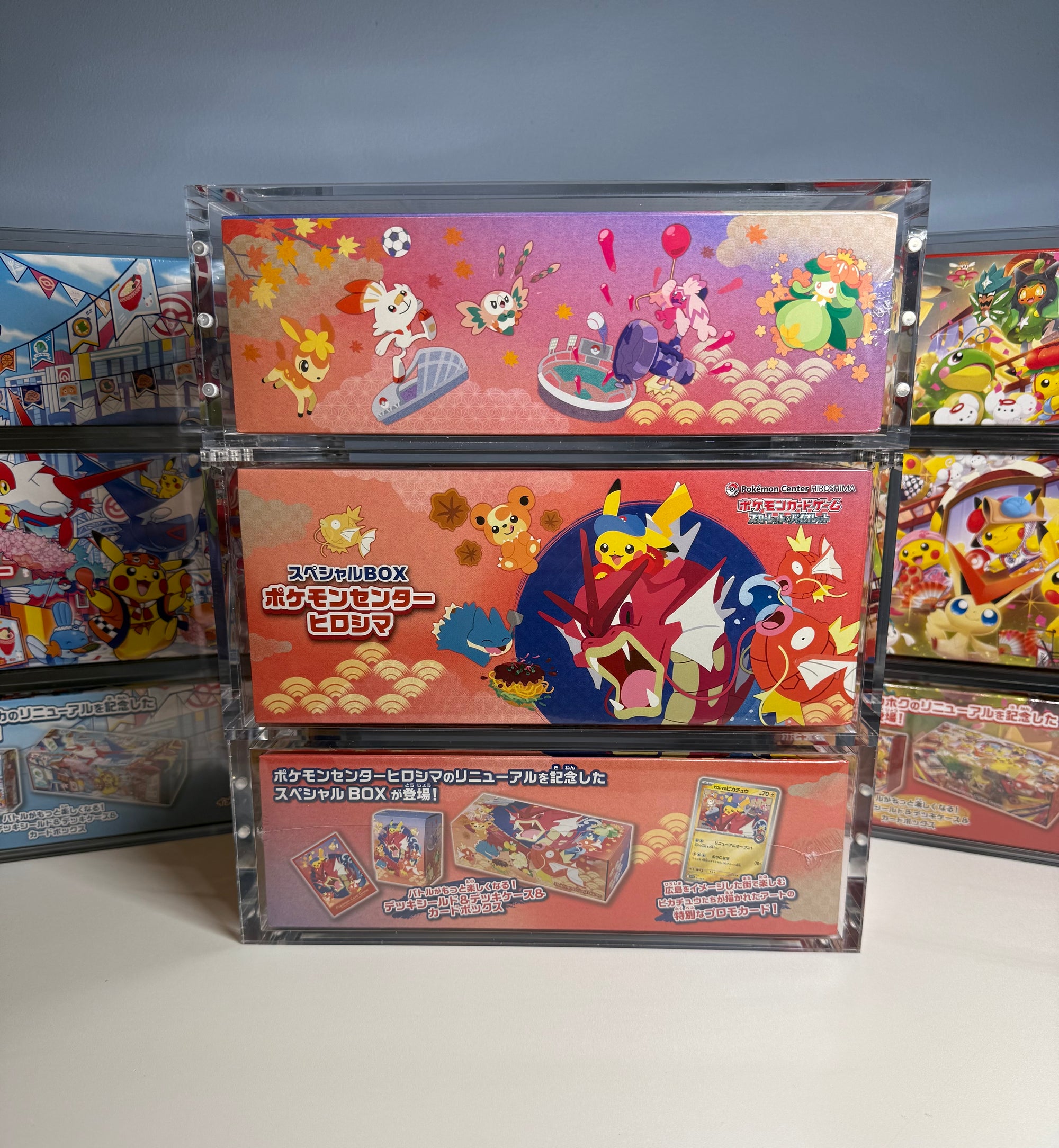 PRE ORDER - 3x Acrylic Case For Pokémon Center Tohoku/Hiroshima/Fukuoka Japanese Special Box