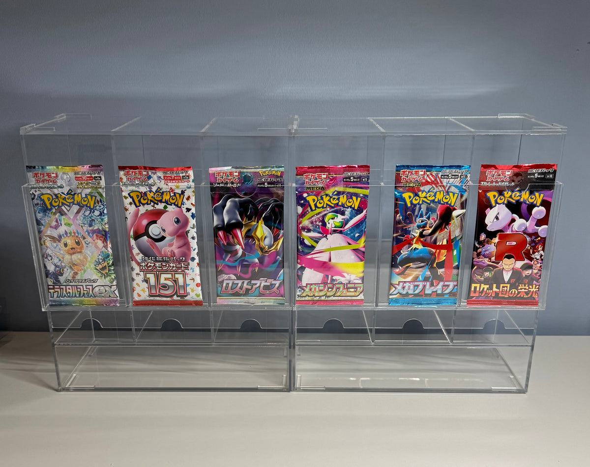 Acrylic 3-Slot Booster Pack Dispenser Display Stand – Pokémon & TCG