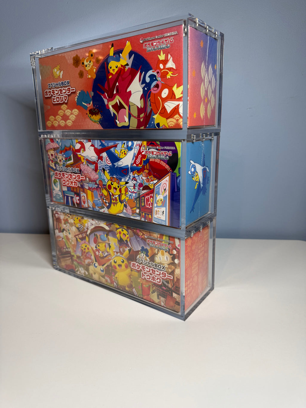 3x Acrylic Case For Pokémon Center Tohoku/Hiroshima/Fukuoka Japanese Special Box
