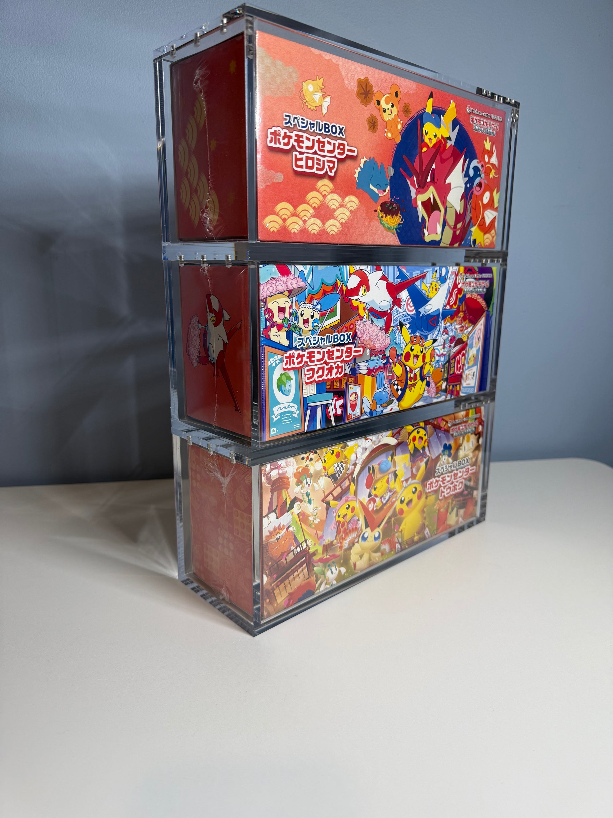 PRE ORDER - 3x Acrylic Case For Pokémon Center Tohoku/Hiroshima/Fukuoka Japanese Special Box