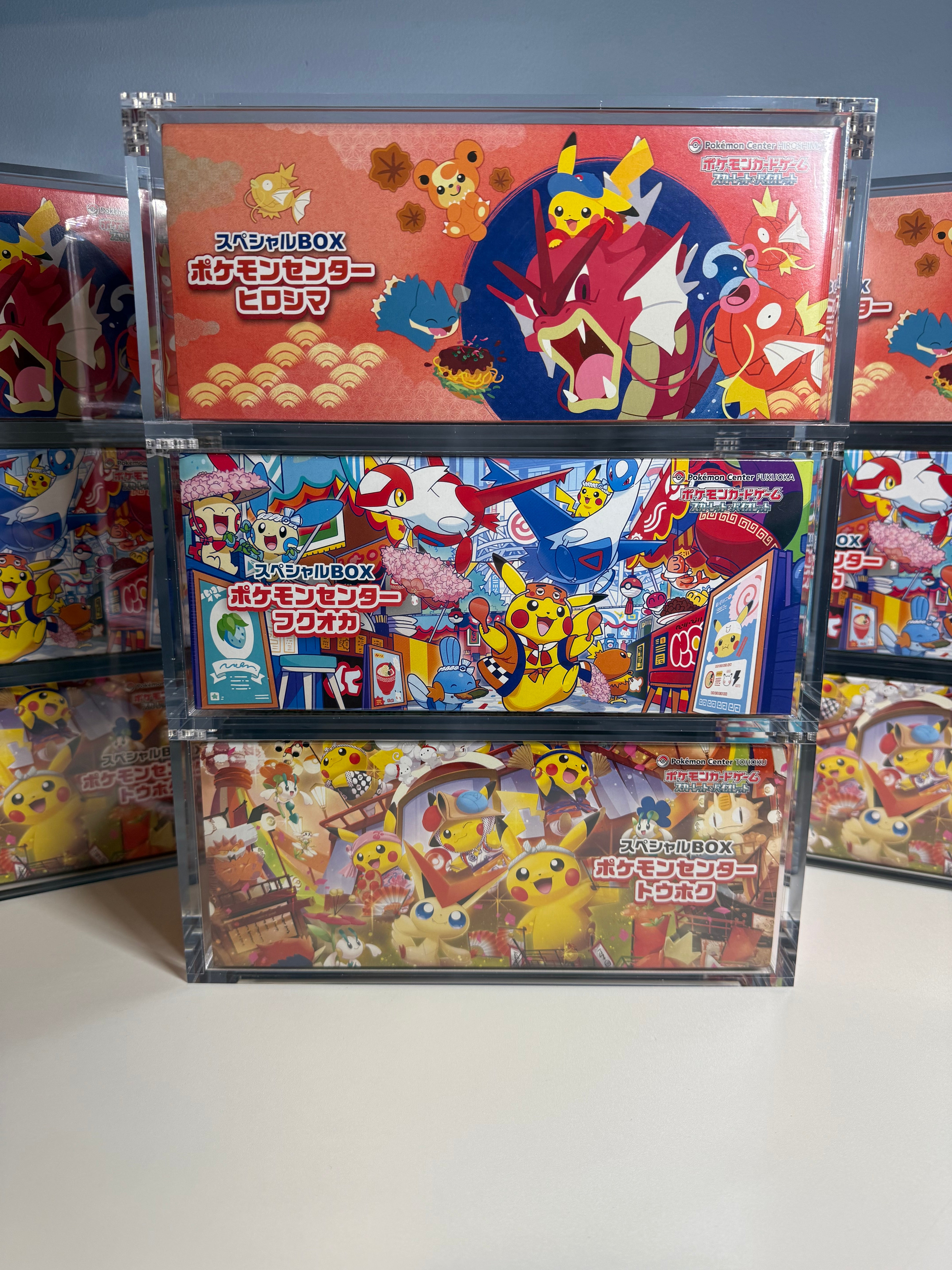 3x Acrylic Case For Pokémon Center Tohoku/Hiroshima/Fukuoka