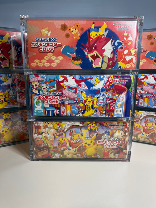 3x Acrylic Case For Pokémon Center Tohoku/Hiroshima/Fukuoka Japanese Special Box