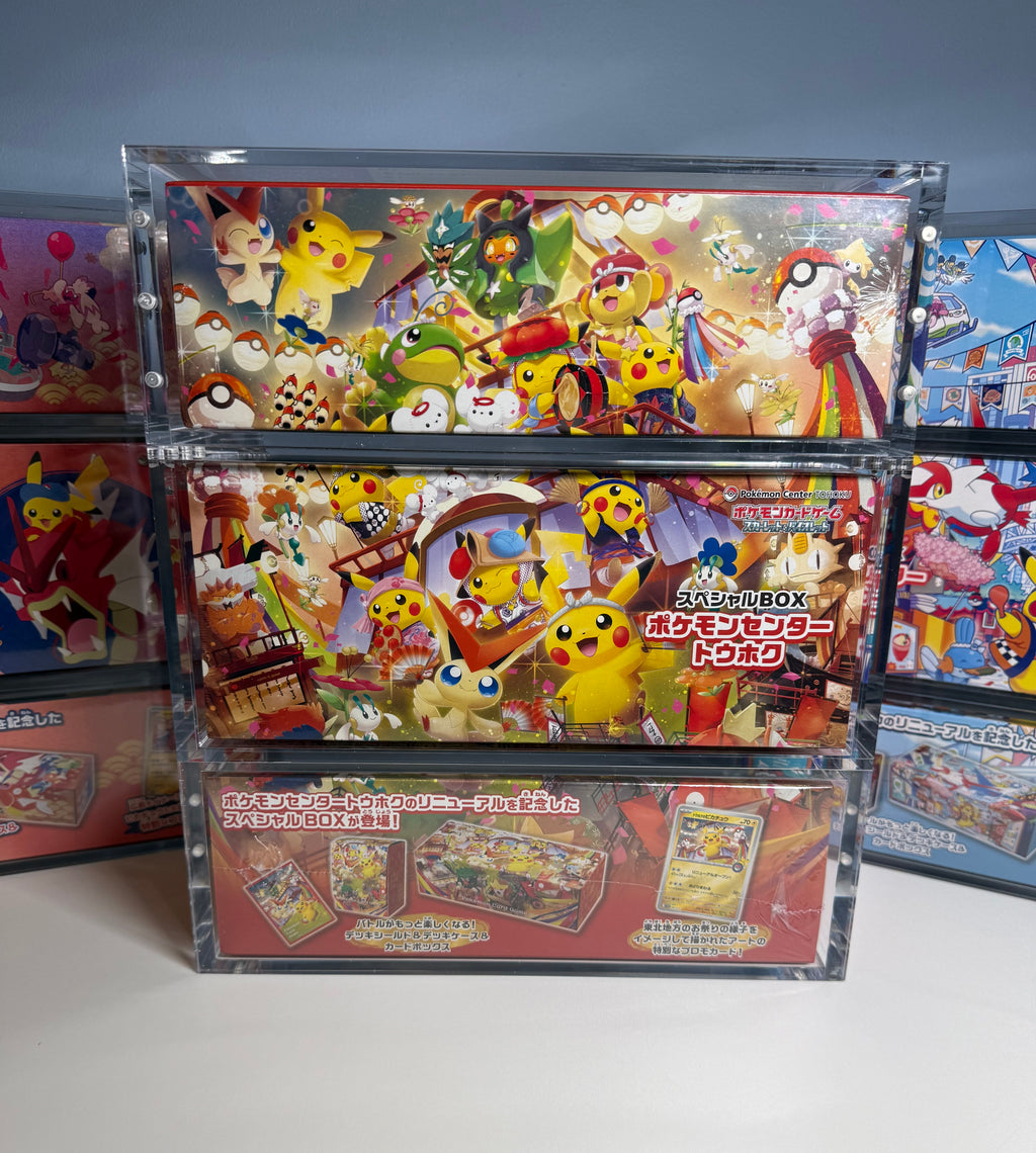 3x Acrylic Case For Pokémon Center Tohoku/Hiroshima/Fukuoka Japanese Special Box