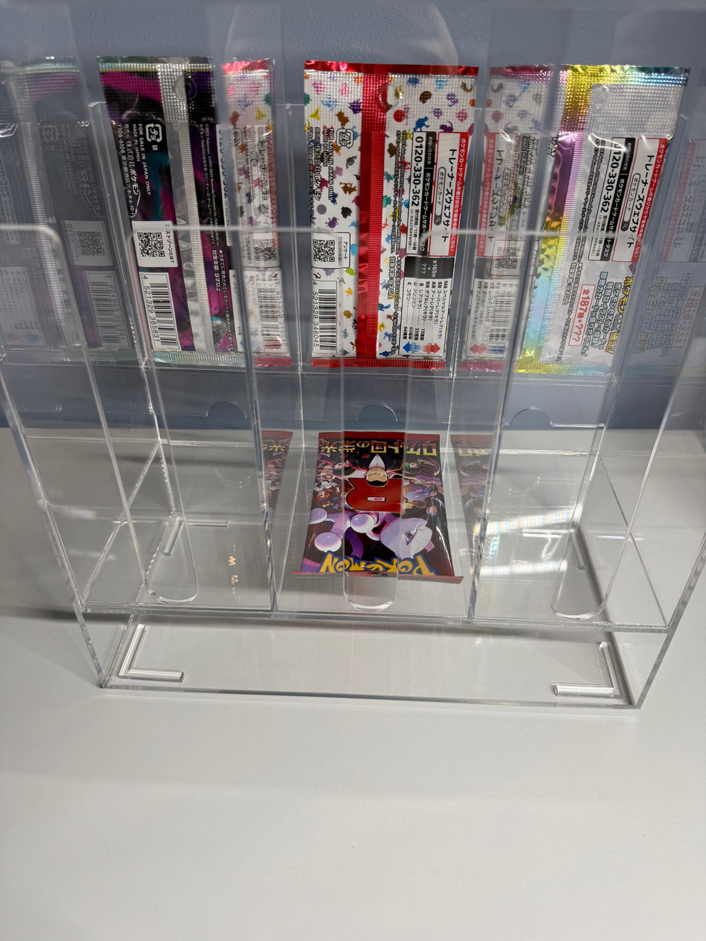 Acrylic 3-Slot Booster Pack Dispenser Display Stand – Pokémon & TCG
